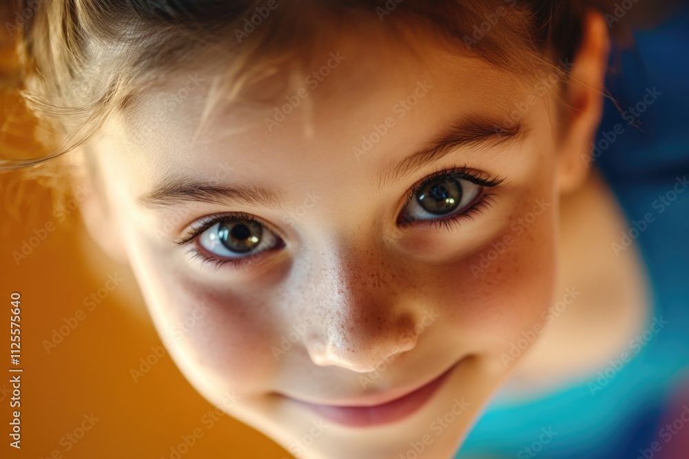 A close up shot of a young girl's face with a sweet expression A close up shot of a young girl's face with a sweet expression