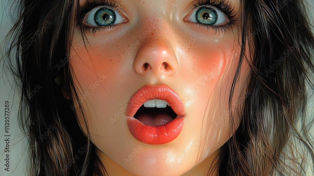 A close-up shot of a person with an surprised facial expression A close-up shot of a person with an surprised facial expression