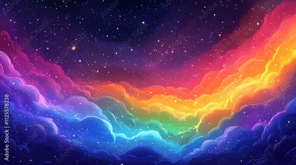 Vibrant Abstract Background with Ripples and Constellations
