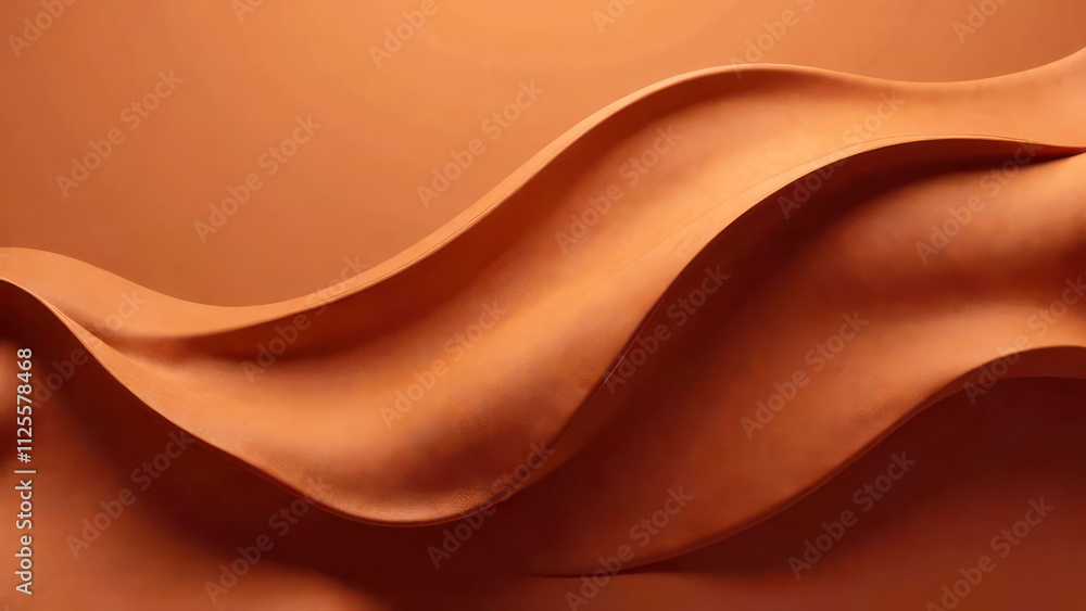 Fototapeta premium Abstract orange curved waves texture with soft lighting and depth, mocha mousse