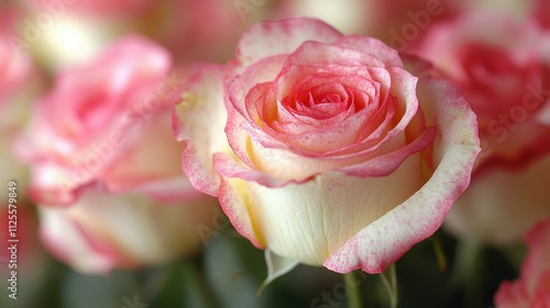 Wallpaper Mural A close up of a pink and white rose. The rose is the main focus of the image, and it is the most beautiful and vibrant flower in the scene Torontodigital.ca