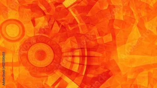 Futuristic Orange Geometric Pattern 3D Wallpaper Design for Technology Concept Space Art