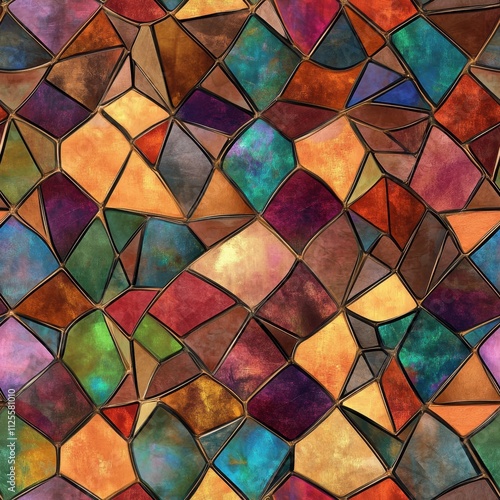 Colorful Stained Glass Mosaic Pattern Design for Wallpaper and Wall Decoration