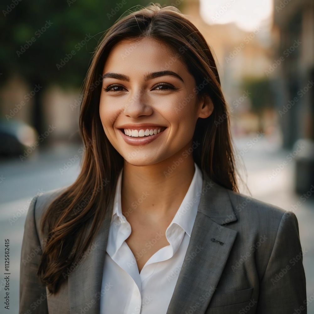 Attractive young businesswoman with a happy smile Attractive young businesswoman with a happy smile