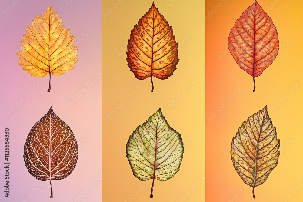 Obraz premium A selection of different colored leaves arranged together