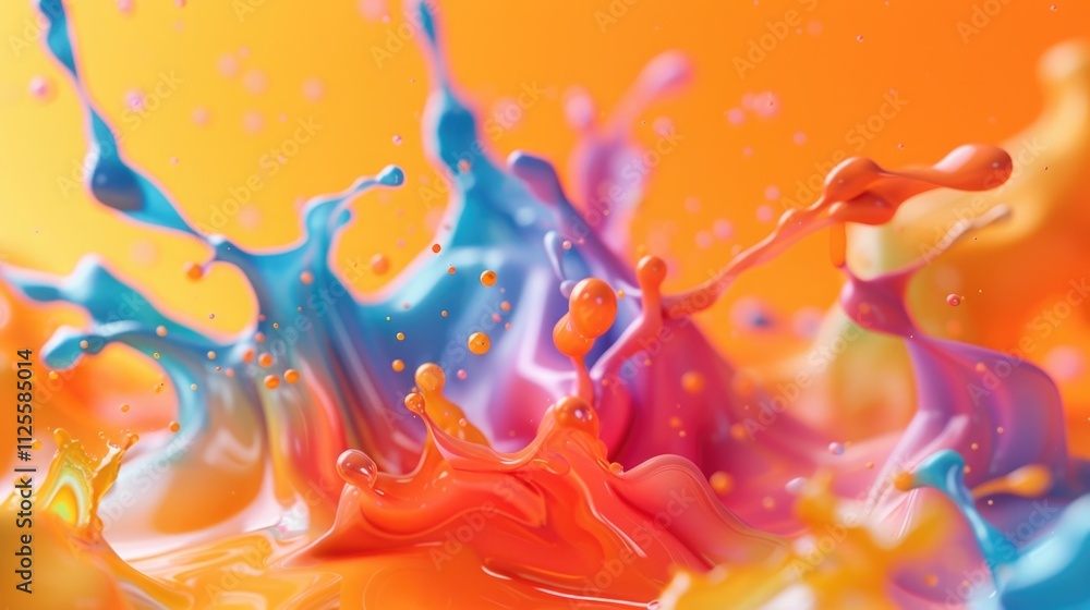 Obraz premium A detailed view of a vibrant liquid splashing down, great for illustrating movement and texture