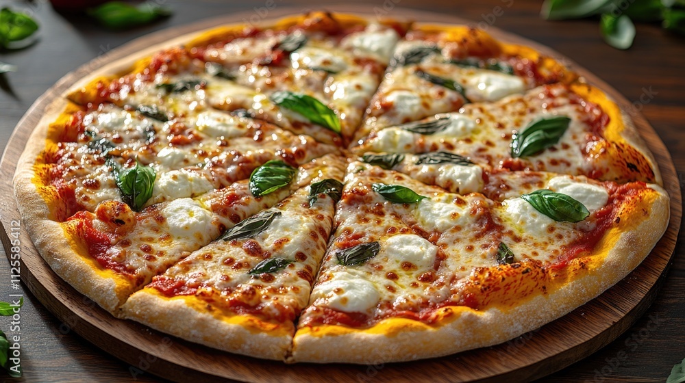 Pizza sitting on wooden cutting board Pizza sitting on wooden cutting board