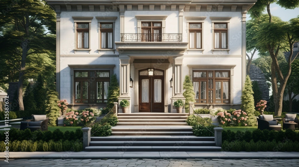 Home Facade in a Serene Neighborhood Home Facade in a Serene Neighborhood