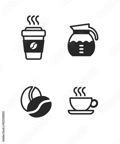 Drink set of coffee beans, cappuccino hot drink, whole bean,Espresso cup. vector illustration. stock illustration
