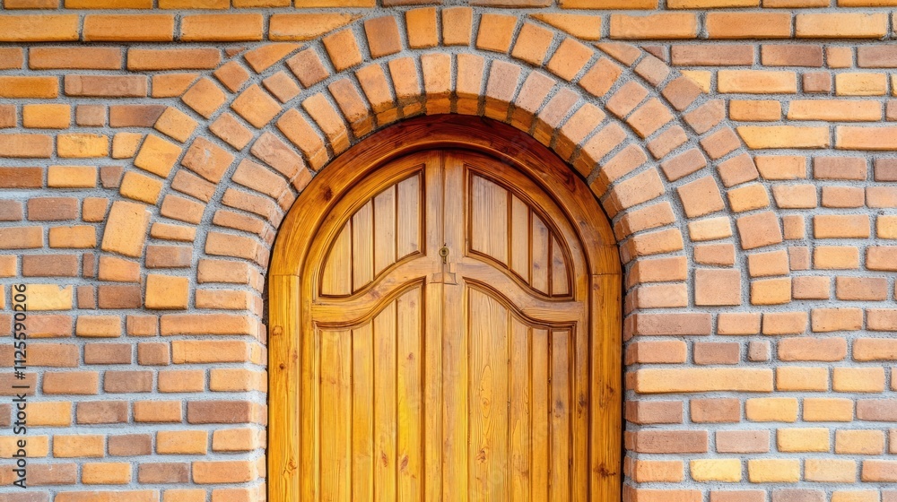 Elegant Wooden Door Set in Exposed Brick Archway Design Elegant Wooden Door Set in Exposed Brick Archway Design