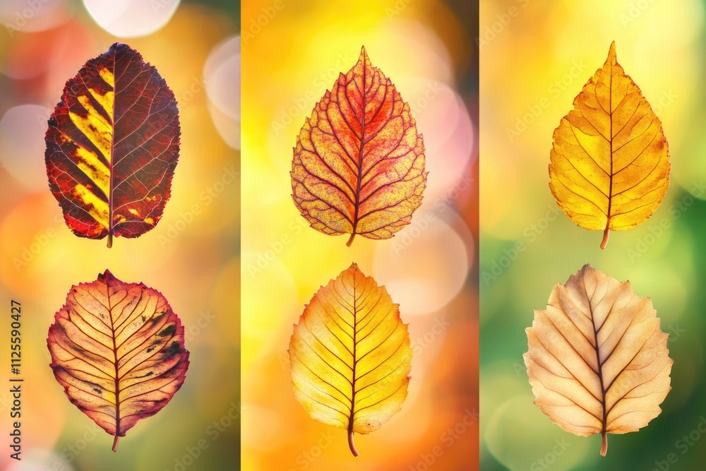 Fototapeta premium A picture of four different colored leaves