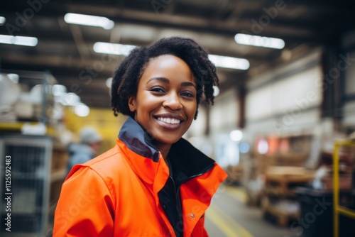 Portrait of a smiling African American female worker at factory