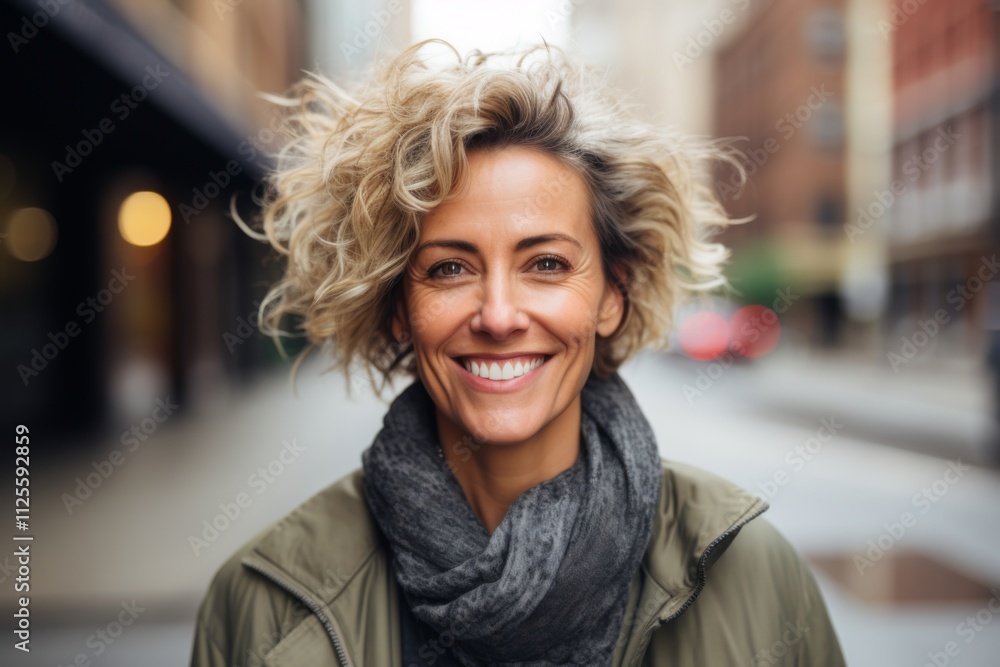 Portrait of a smiling middle aged American woman in city Portrait of a smiling middle aged American woman in city