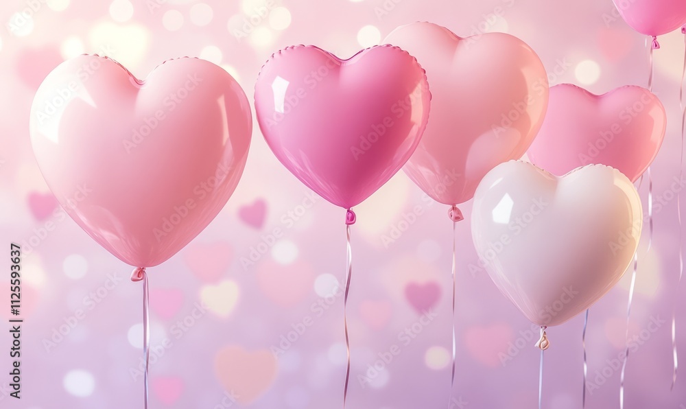 Soft Pink Balloons with Pastel Gradients and Heart Shapes Soft Pink Balloons with Pastel Gradients and Heart Shapes