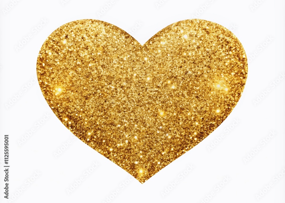 A beautiful gold glitter textured heart set against a white background, perfect for creative designs, Valentine's Day, weddings, and all types of celebrations. A beautiful gold glitter textured heart set against a white background, perfect for creative designs, Valentine's Day, weddings, and all types of celebrations.