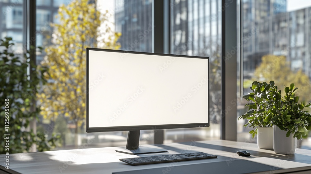 Modern Desktop Computer Setup Near Bright Window Modern Desktop Computer Setup Near Bright Window