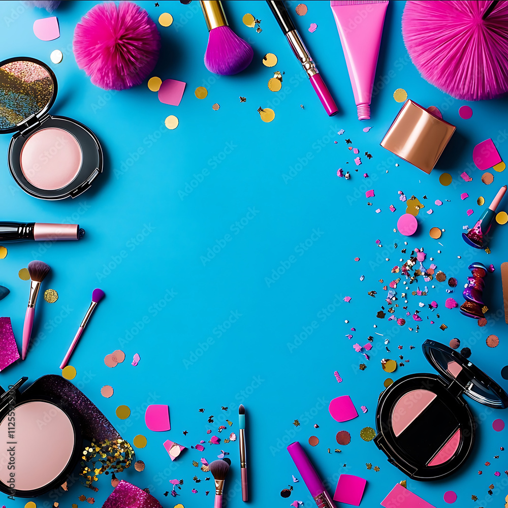 Create an A4 sized birthday party template for a beauty and makeup