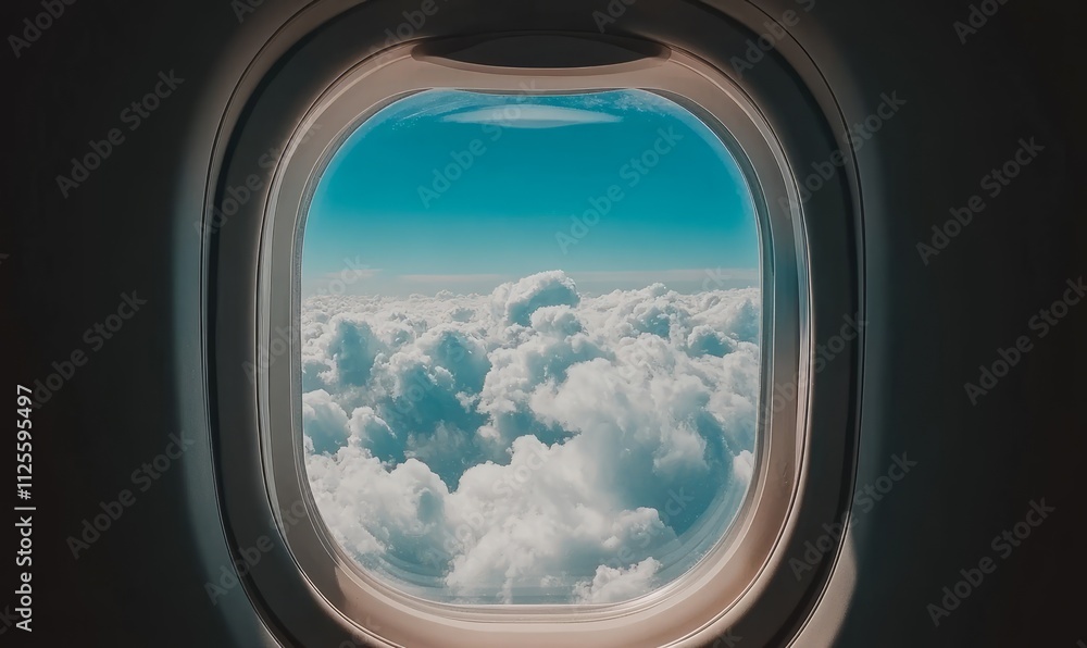 view of the sky and clouds from airplane window, travel and transportation concept, aerial photography view of the sky and clouds from airplane window, travel and transportation concept, aerial photography