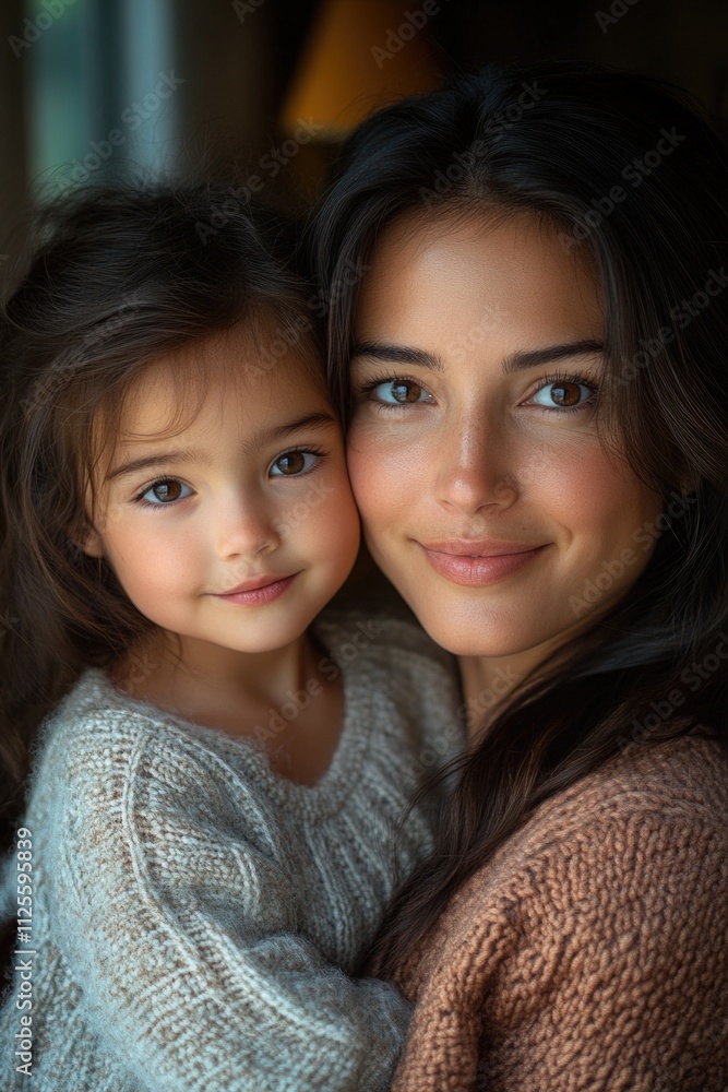 A woman and her young daughter pose together for a photo, showcasing their special bond A woman and her young daughter pose together for a photo, showcasing their special bond
