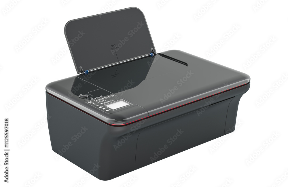 Inkjet Computer Printer. Inkjet multifunction printer MFP, 3D rendering isolated on transparent background