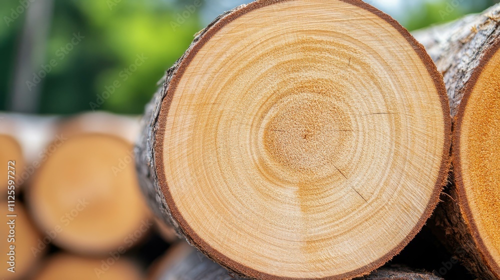A closeup view of a logs crosssection, showcasing its rich texture and patterns amidst a blurred warehouse backdrop. A closeup view of a logs crosssection, showcasing its rich texture and patterns amidst a blurred warehouse backdrop.