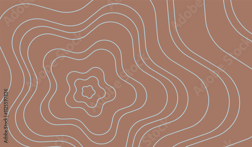 Trendy abstract banner template with star shaped lines on mocha mousse colored background. Color of the Year 2025. Brown tone, soft coffee color. Vector illustration