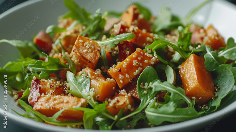 Sweet potato and quinoa salad with lime dressing. Sweet potato and quinoa salad with lime dressing.