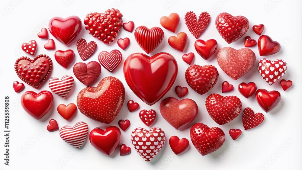 A collection of decorative red heart shapes, symbolizing love and care, ideal for graphic design. Perfect for Valentine's Day and romantic themes, set against a white background. A collection of decorative red heart shapes, symbolizing love and care, ideal for graphic design. Perfect for Valentine's Day and romantic themes, set against a white background.