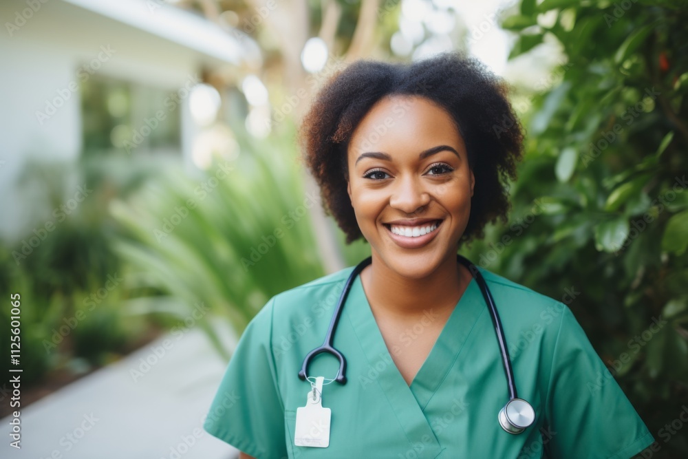 Portrait of a smiling female African American medical physician Portrait of a smiling female African American medical physician