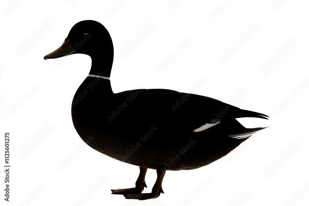 A simple and clean image of a duck's outline against a white background, suitable for use in designs where you want to add a touch of nature