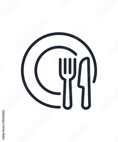 Dish line icon vector stock illustration