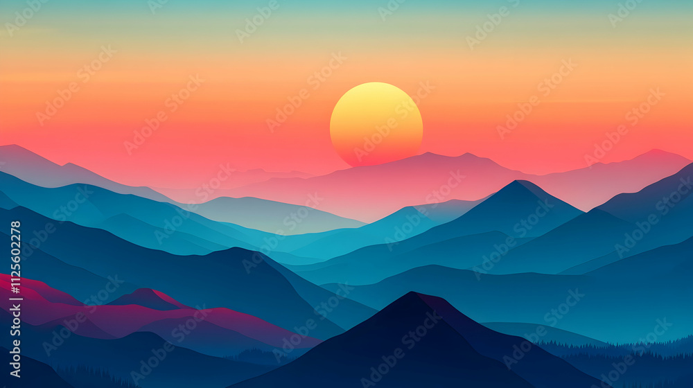 Misty morning sunbeams kiss the distant mountain peaks, casting a golden glow over the serene valley Misty morning sunbeams kiss the distant mountain peaks, casting a golden glow over the serene valley
