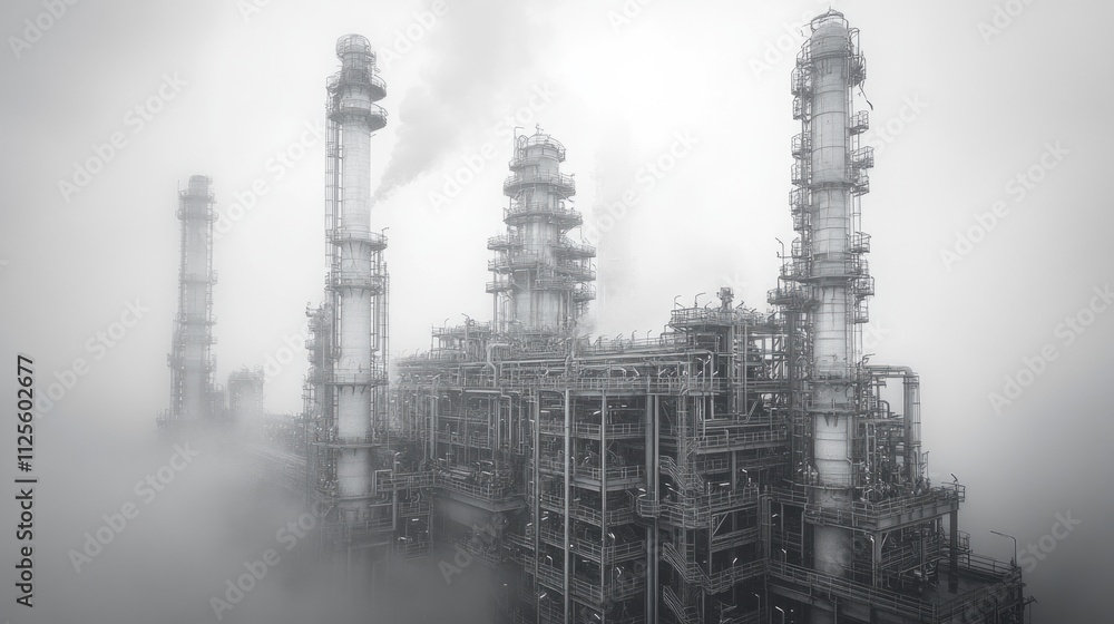 Obraz premium Industrial facility with smokestacks releasing pollutants into the air