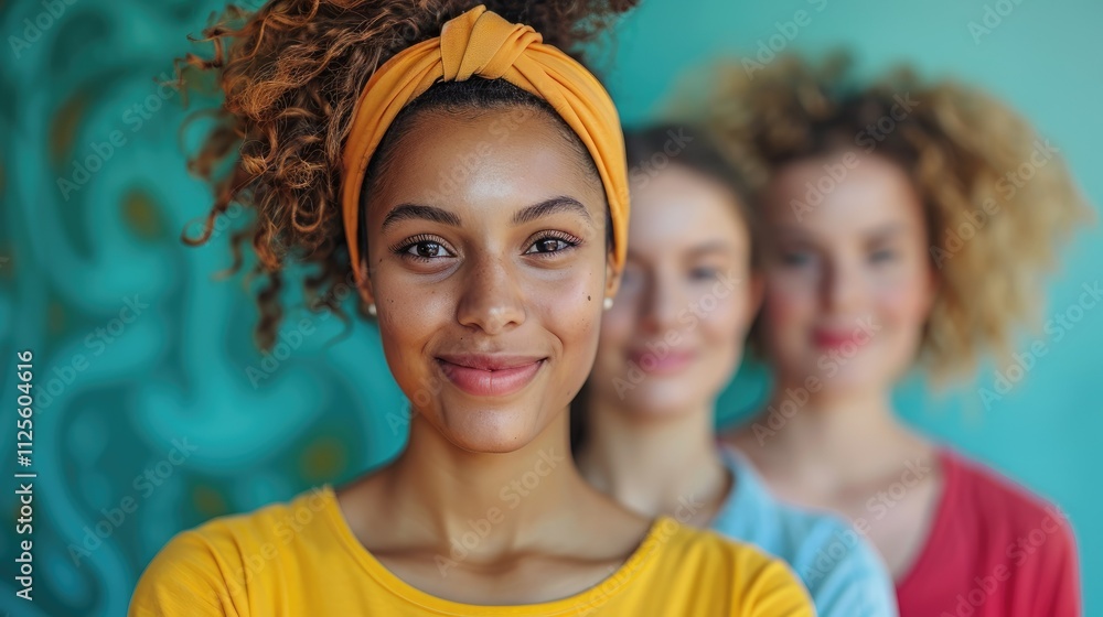 Three smiling diverse young women. Three smiling diverse young women.