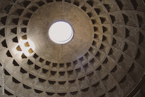 Photography Dome inside the pantheon in Rome, Italy.