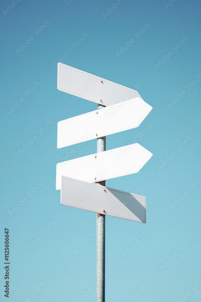 A street sign with three white arrows pointing in different directions A street sign with three white arrows pointing in different directions