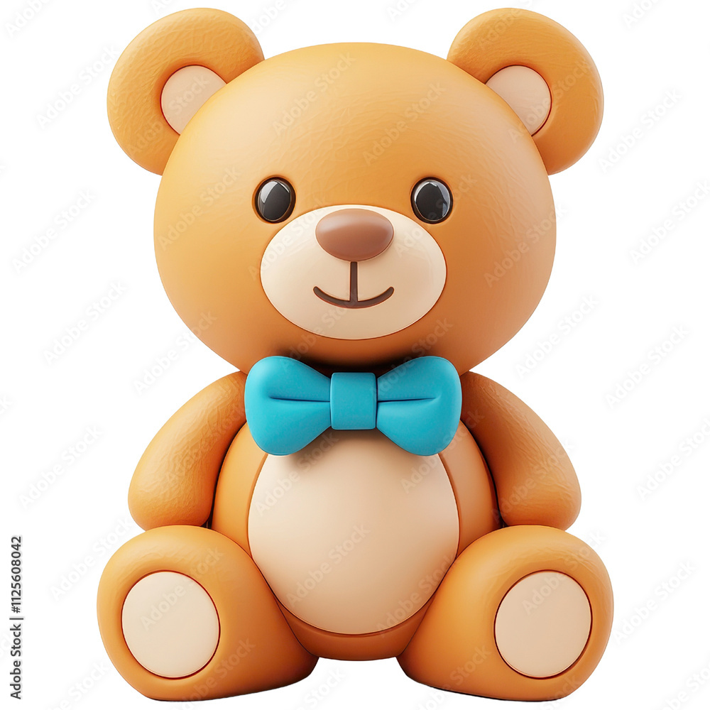 Charming and Adorable Plush Teddy Bear Character Decorated with a Blue Bow Tie Charming and Adorable Plush Teddy Bear Character Decorated with a Blue Bow Tie