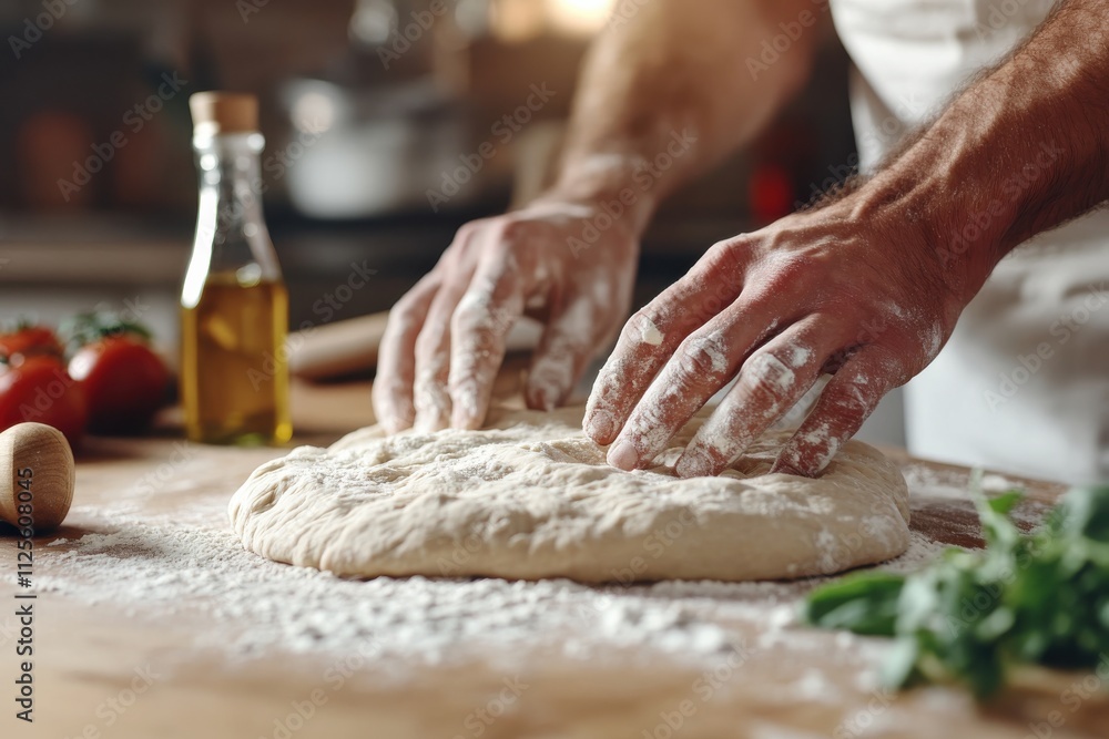 A close-up of hands expertly kneading dough, surrounded by flour and kitchen ingredients, capturing the art of baking in a warm, inviting environment. A close-up of hands expertly kneading dough, surrounded by flour and kitchen ingredients, capturing the art of baking in a warm, inviting environment.