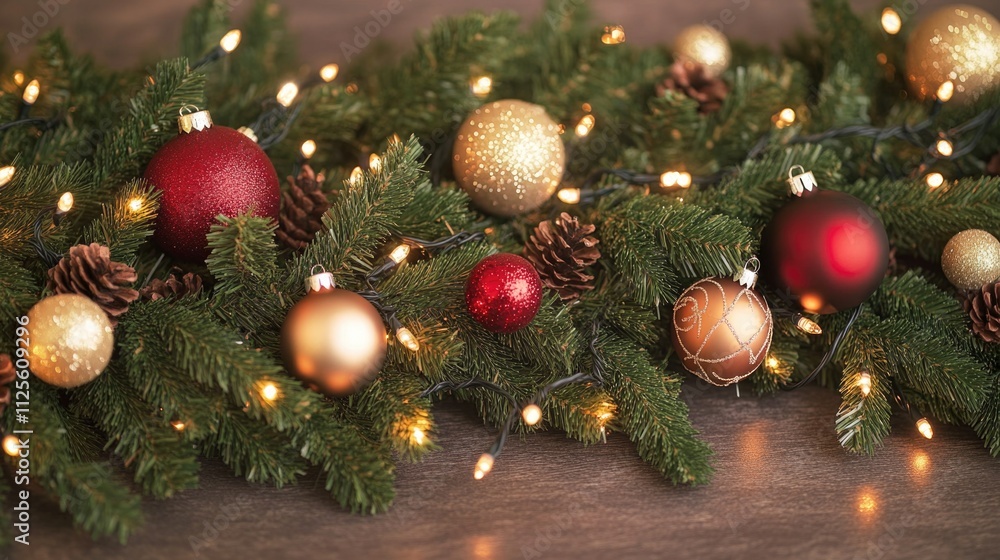 A collection of Christmas ornaments on a decorative table A collection of Christmas ornaments on a decorative table