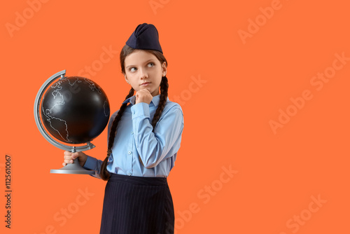 Thoughtful cute stewardess ...