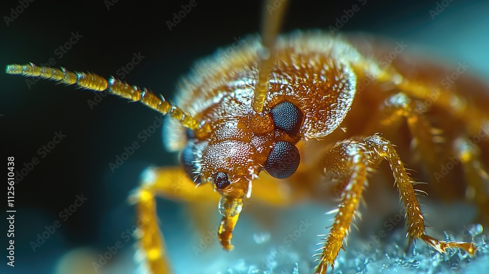 Fototapeta premium Macro shot of a insect's head on fabric