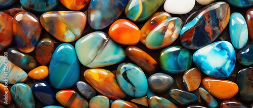 Radiant Elegance: Closeup of Vibrant Polished Gemstones in Stunning Colors