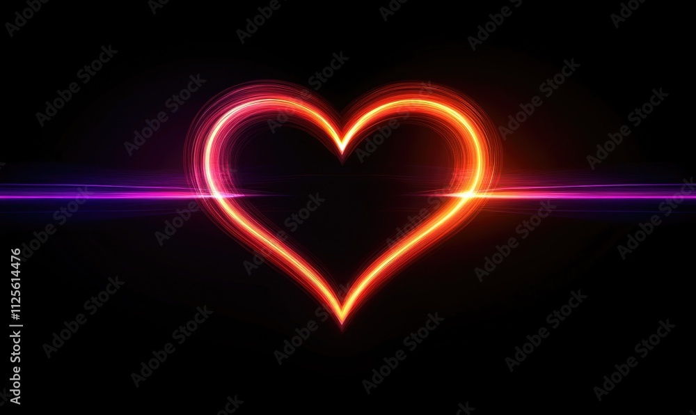 A heart is lit up in a black background A heart is lit up in a black background