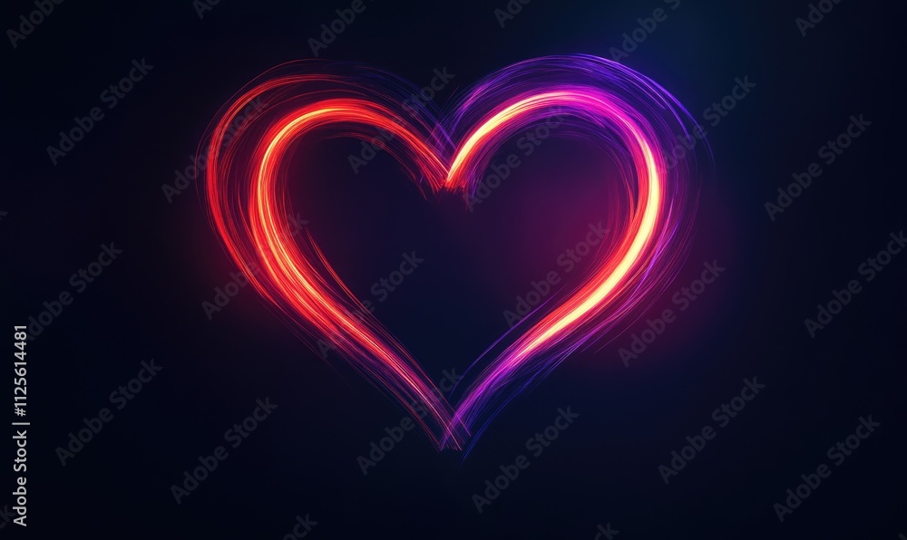 A heart made of purple and red lights A heart made of purple and red lights
