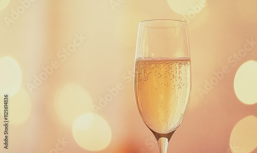 A champagne glass is filled with champagne photo