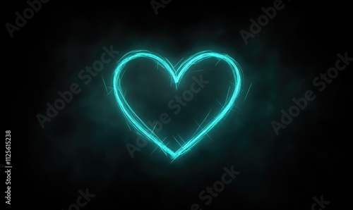 A heart is lit up in blue