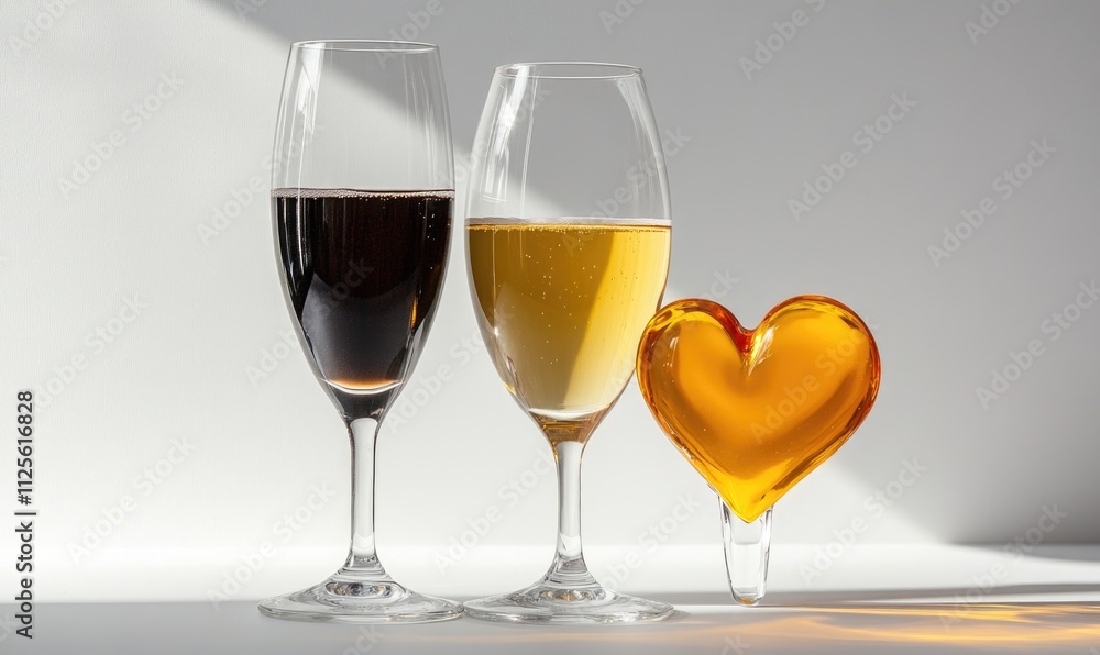 Three wine glasses with a heart in the middle Three wine glasses with a heart in the middle