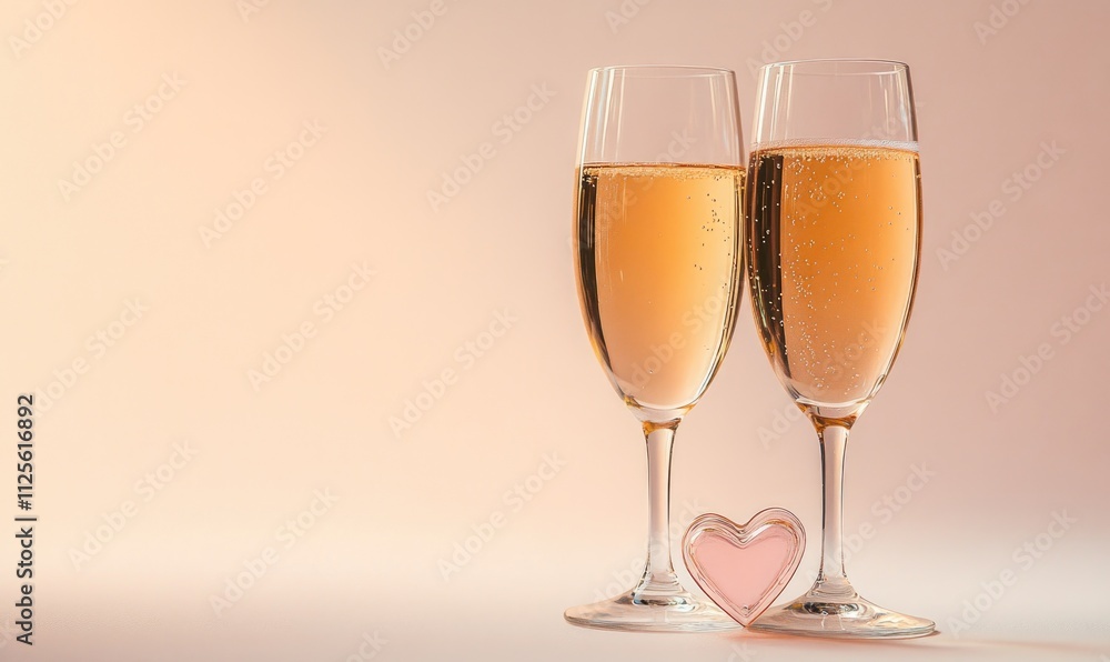 Two wine glasses with a heart in the middle Two wine glasses with a heart in the middle
