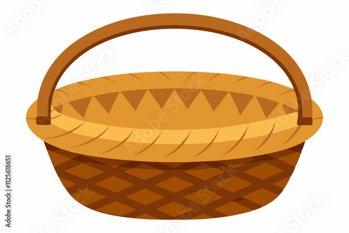 Empty wicker basket for bread on a white background vector art illustration