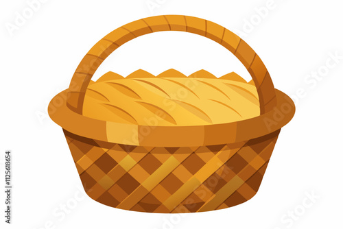 Empty wicker basket for bread on a white background vector art illustration